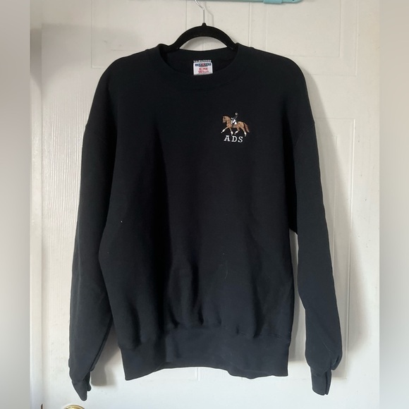Vintage 90s JERZEES ADS Crewneck Sweater with equestrian logo - Picture 1 of 8